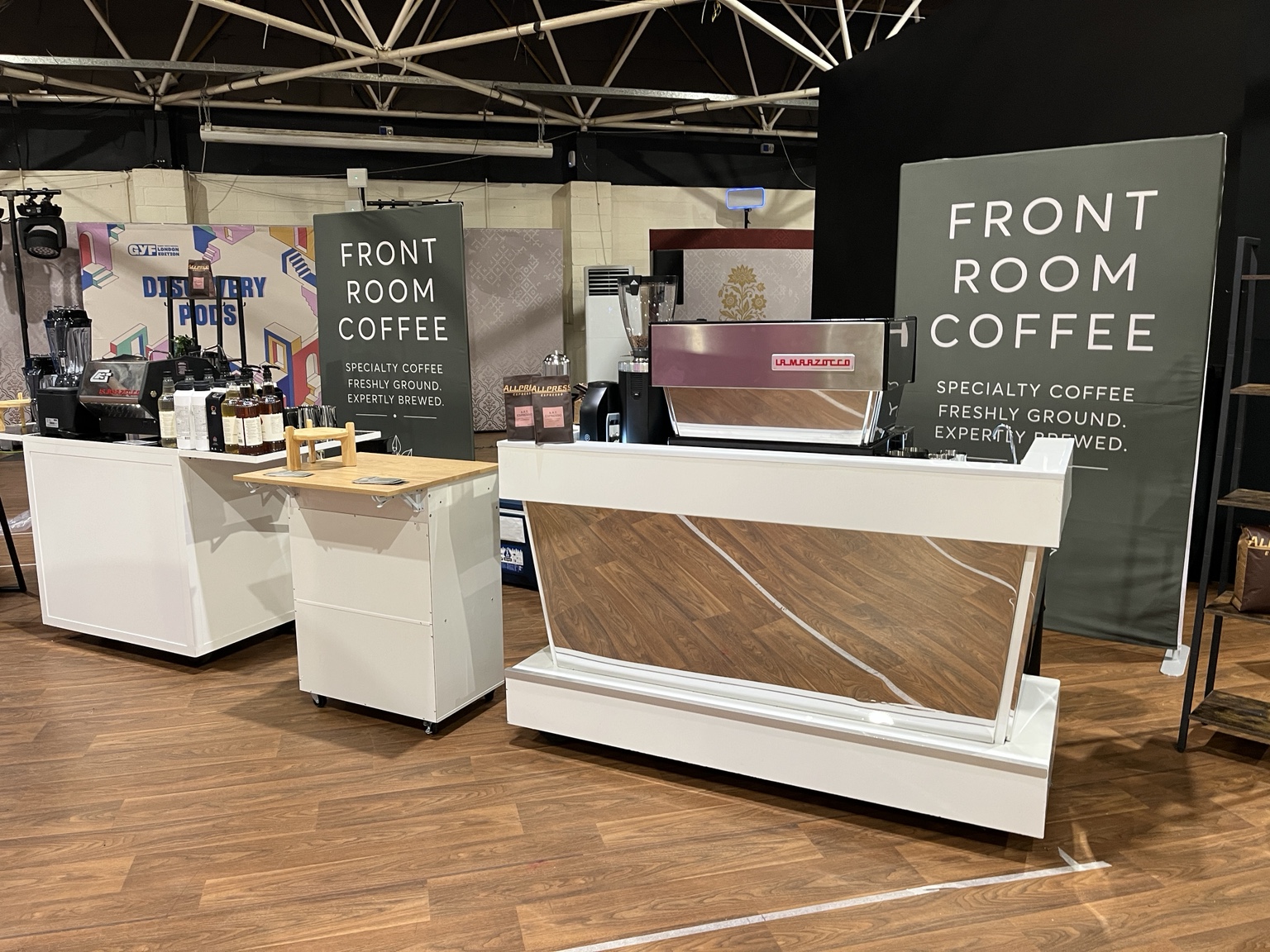 Front Room Coffee mobile coffee carts prepared for a large event