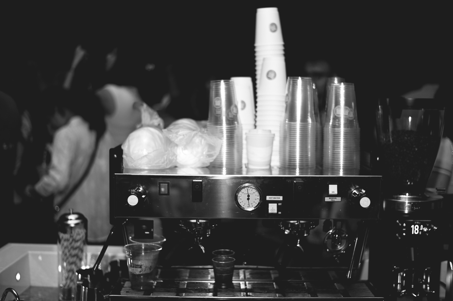 Front Room Coffee espresso machine ready during a busy event